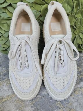 Dolce Vita Women's Dolen Cream Woven Platform Lace-Up Sneakers